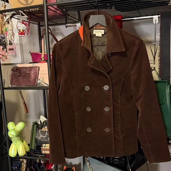 Michael Kors Women's Chocolate Pea Coat - Picture 7 of 8